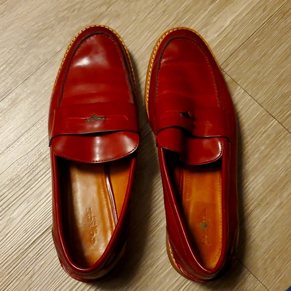 Coach Red Penny Loafer Style Men's Shoe - Picture 1 of 8
